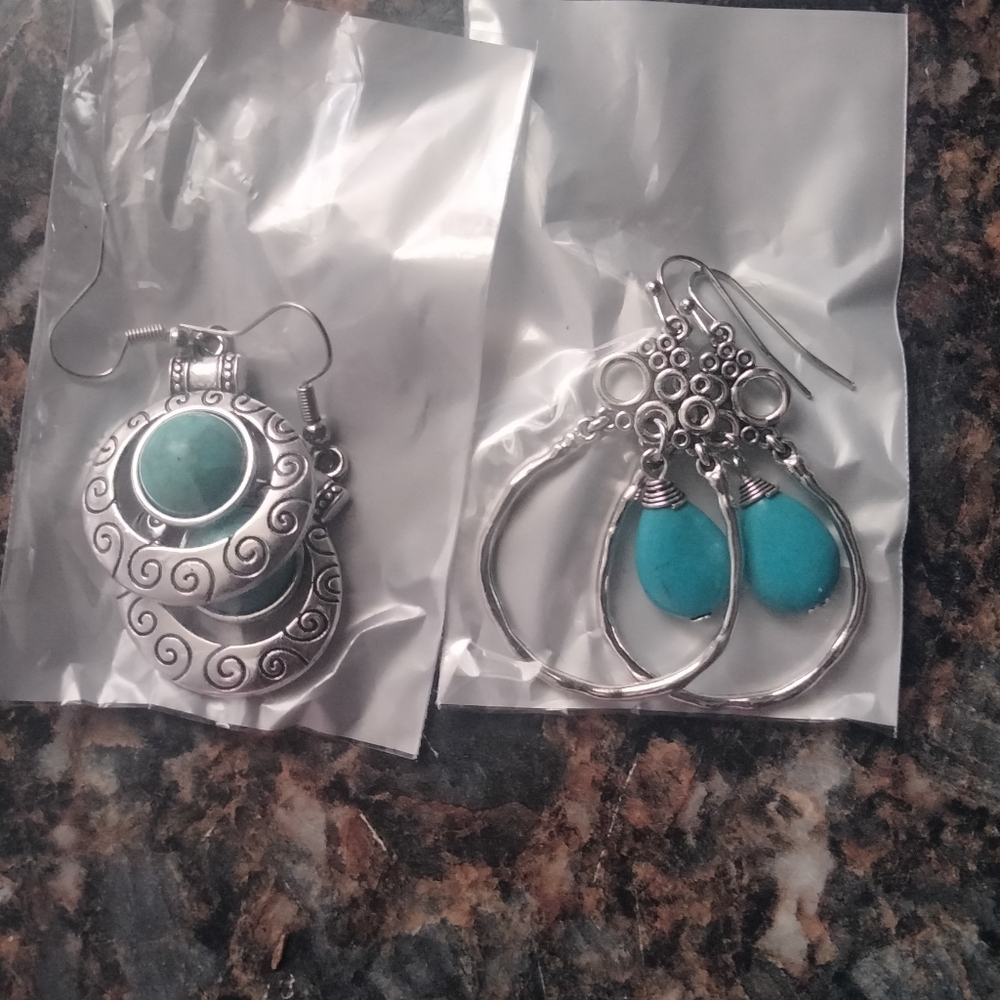 Elegant Silver and Turquoise Earrings